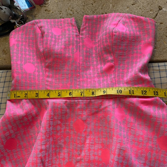 VINTAGE NICOLE MILLER HOT PINK POLKA DOT PEPLUM MINI DRESS - Picture 9 of 10